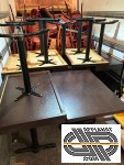 14 tables CHR  pieds matalliques noirs & plateaux marron foncés