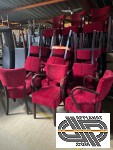 37 chaises bridge bois brut & velours rouge + assise épaisse | mobilier bar-resto