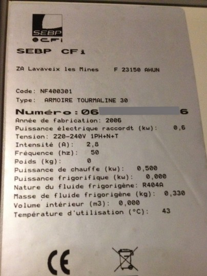 plaque signaletique SEBP CFI Tourmaline 30