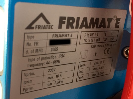 Plaque signalétique FRIATEC - FRIAMAT E