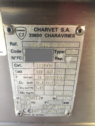 plaque signéalétique CHARVET PRO 900 G3 FN/PI