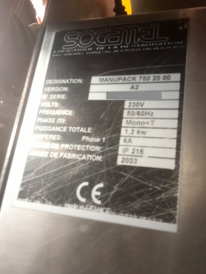 plaque signéalétique MANUPACK 750 - RESCASET Socamel