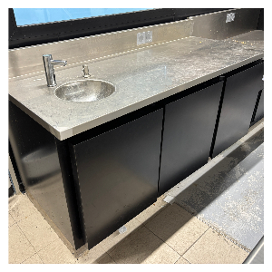 Meuble inox pro 1m85 - gamme 800 - peint noir & lave-mains intégré d'occasion , vignette