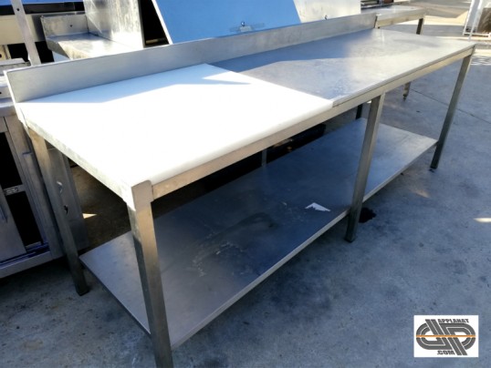 Table Adossee Inox Planche De Decoupe Polyethylene 2m40
