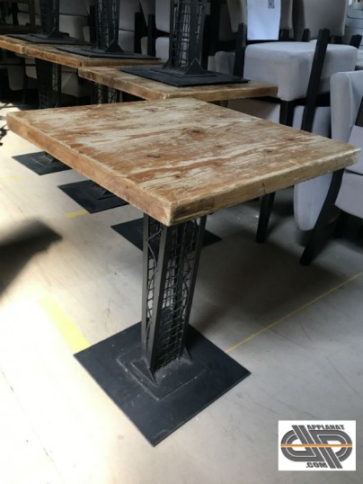 Lot X7 Gueridons Bar Resto Metal Indus Bois Patine Occasion