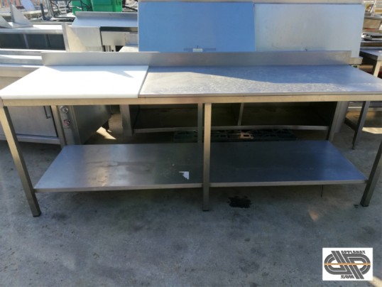 Table Adossee Inox Planche De Decoupe Polyethylene 2m40