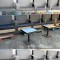 Banquette design CHR - 6 places - 5m10 + 3 tables basses métal brut