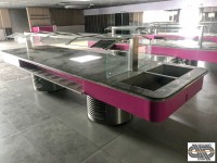 Mobilier « self à volonté »: grand meuble 4m70 buffet froid pour professionnel CHR 