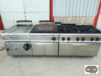 Ligne de cuisson tout gaz – 6 feux vifs/plaque CDF/sauteuse basculante - BERTO’S