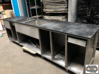 Meuble préparation inox avec éviers & grand plan de découpe