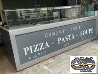 Comptoir Fast-Food Italien : Pizza, Pasta boxes & Soupes | Vitrine top qualité de 3m00 