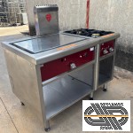 Ens. cuisson pro 2 feux vifs + plancha chrome | 2 modules gaz Charvet PRO 800
