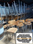 Chaises hautes style indus' - finition acier argenté & bois naturel ( lot de 6 ... et +)