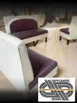 Lot de 7 banquettes  tissus moiré violet et blanc (200/140/133/125 cm pour 10m00 total)