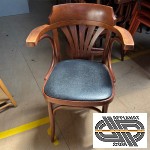 Fauteuil  bistrot bridge | bois marron / chêne & skaï noir | LOT 80 pcs.
