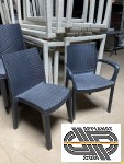 Lot 10 fauteuils + 10 chaises en plastique | empilables | effet rotin noir
