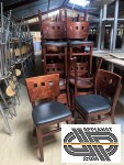 Chaises bistro bois & cuir synthétique | lot à liquider en gros ( 42 sièges dont 4 hauts )