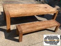 Table de ferme 2m40 + 2 bancs bois massif 1m80 | 10 à 12 personnes