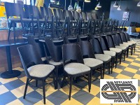 57 chaises assise tissus gris & dossier bois noir 