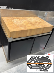 Meuble inox bas gamme 650 noir - 1m00 - avec placard & billot de boucher bois