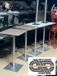 lot mobilier CHR | 6 tables hautes 70x60 cm | Plateau slim décor bois clair & pied inox base carrée