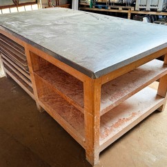 Table boulangère artisanale bois massif et inox – 2m20x1m20
