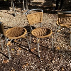 Lot 15 chaises extérieur alu & résine tressée couleur rotin