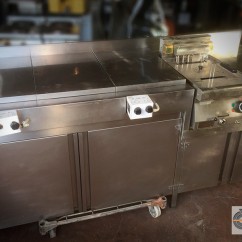 Meuble inox 2m00 x 70 cm – à 2 réchauds paëlla + friteuse  