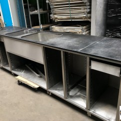 Meuble préparation inox avec éviers & grand plan de découpe