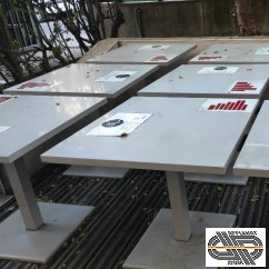 Lot 15 tables metal extérieur couleur ciment