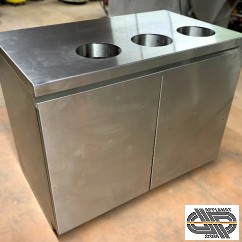 Meuble tri déchets tout inox - 1m x 60cm | 3 bacs 50L