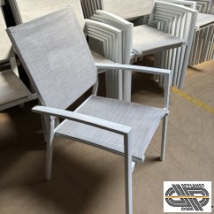 Lot 23 fauteuils blancs alu & textilène empliables