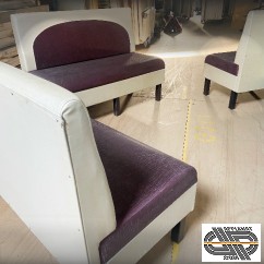 Lot de 7 banquettes  tissus moiré violet et blanc (200/140/133/125 cm pour 10m00 total)