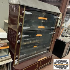 Dispo Flash⚡Rôtissoire gaz 60 volailles | ROTISOL Grandes Flammes | finition luxe: bordeau & laiton