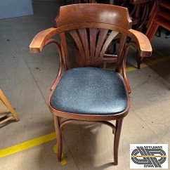 Fauteuil  bistrot bridge | bois marron / chêne & skaï noir | LOT 80 pcs.