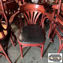 Fauteuil  bistrot bridge | bois teinte acajou & skaï noir | LOT 30 pcs.