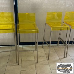 Petit lot de 4 chaises hautes design | assise coque transparente jaune