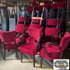 37 chaises bridge bois brut & velours rouge + assise épaisse | mobilier bar-resto