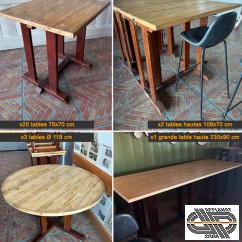 Lot de 26 tables bois multiples formats (70 places au total ) 