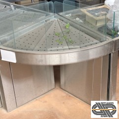 Petit présentoir inox | Etal modulaire poissonnerie 1/4 angle ouvert 80 cm