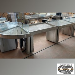 Comptoir poissonnerie inox en 11 modules profondeur 80 cm