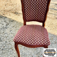 Lot  44 chaises style ancien bois sculpté et tissu velours rouge & motif 