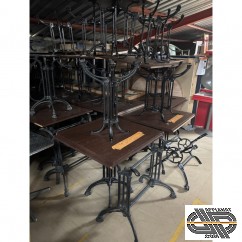 Lot 27 tables restaurant pieds fonte + 4 piètements +  Mobilier CHR style rétro