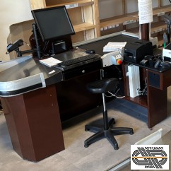 Sortie caisse 2m00 à tapis motorisé court – RASEC RETAIL – ALIZE ( checkout compact)