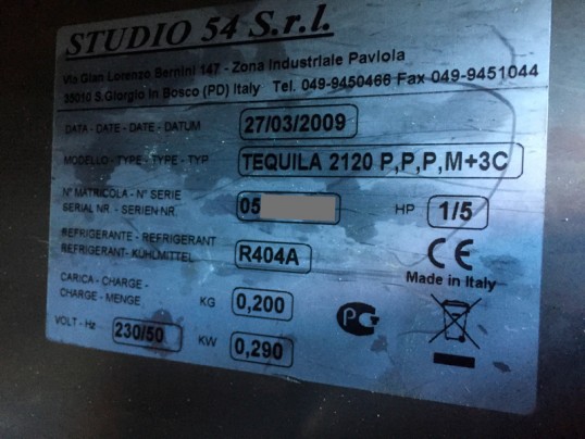 Plaque signalétique STUDIO 54 TEQUILA 2120