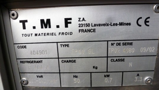 Plaque signalétique CFI TP40GL