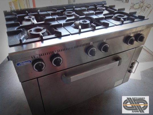 Fourneau 6 feux vifs 1m10 sur four gaz - SICOMEX -769 CGVFL