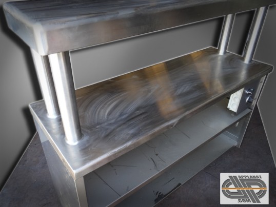 Table Inox 140x50cm avec fonctionnel à rampe chauffante
