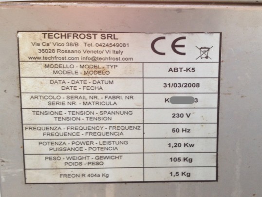 plaque signaletique TECHFROST - ABT K5