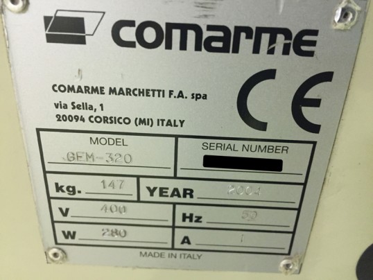 Plaque signalétique COMARME GEM 320